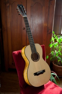 Maple Parlor Guitar with ebony appointments hand built by Jay Rosenblatt