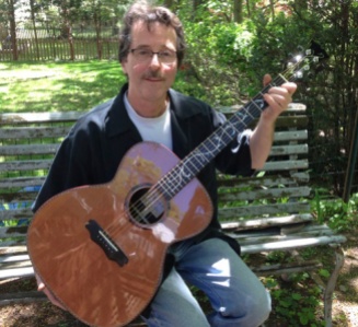 Jay Rosenblatt with Cocobolo and redwood handbuilt guitar