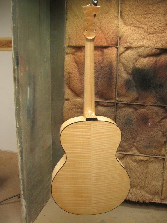 Maple guitar in the spray booth © Jay Rosenblatt Guitars
