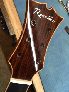 The new headstock design on a Jay Rosenblatt Guitar